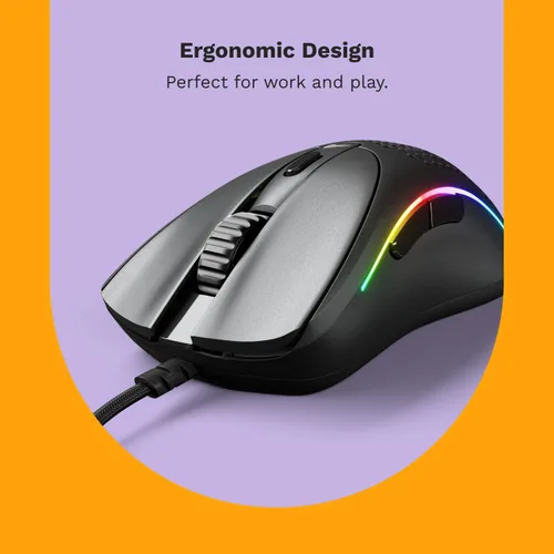 Vista 2 de Glorious Gaming - Mouse superligero para juegos de PC con carcasa de panal, 6 botones programables, iluminación RGB y patines de PTFE - Modelo D 2