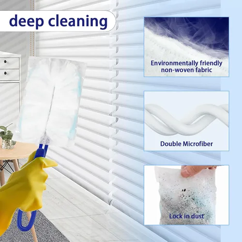 Vista 2 de 60 piezas de repuesto de plumero de 180° compatibles con plumeros Swiffer de 180°, repuesto de plumero resistente con 2 asas adicionales, sin
