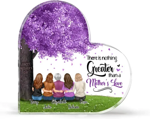 Vista 16 de GOSSBY Placa personalizada transparente (madre y 2 hijas) No siempre a la vista, pero siempre de corazón a corazón, placa personalizada con texto