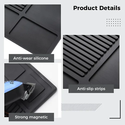Vista 4 de yeesport Tapete organizador de herramientas de peluquería, almohadilla de silicona flexible para herramientas de peluquería, almohadilla magnética