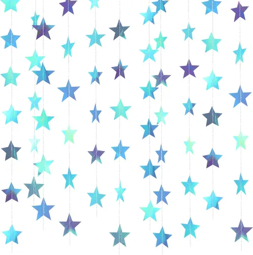 Vista 34 de Patelai Guirnalda de estrellas con purpurina 2026, decoración de graduación de 130 pies, pancarta colgante de estrella para fiesta, cumpleaños