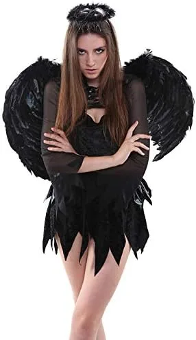 Vista 4 de Alas de ángel de plumas, disfraz de Navidad, Halloween, despedida de soltera, fiesta de noche