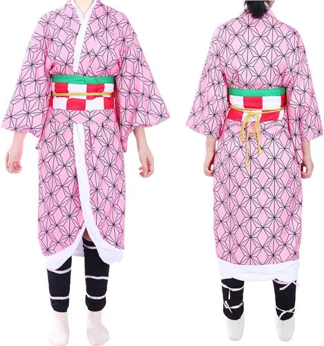 Vista 2 de Antsparty Tanjiro Nezuko - Disfraz de cosplay para niños y adultos, kimono de anime, Halloween, Shinobu Zenitsu fiesta de cosplay