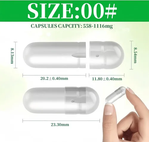 Vista 2 de Cápsulas vacías tamaño 00-cápsulas veganas separadas - 1000 cápsulas vegetales transparentes 00 para hacer tus propios suplementos
