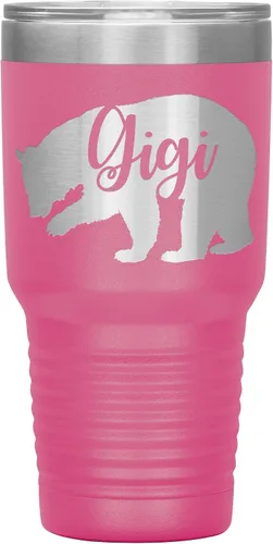 Vista 3 de Gigi Bear Tumbler - 30oz Engraved Stainless Steel Cup - Black