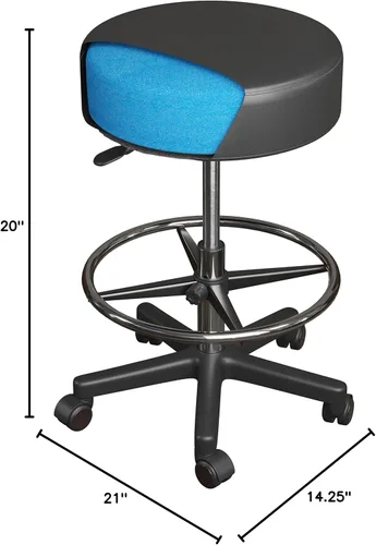 Vista 2 de Luxton - Taburete ergonómico con ruedas, doble acolchado y espuma viscoelástica, ajustable para spa, silla de escritorio con silla giratoria