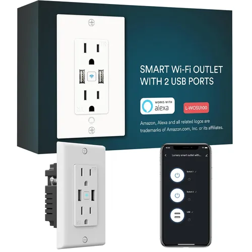 Vista 12 de iLintek - Enchufe eléctrico estándar inteligente, enchufe de pared inteligente que funciona con Alexa y Google Home, certificado ETL y FCC, WiFi