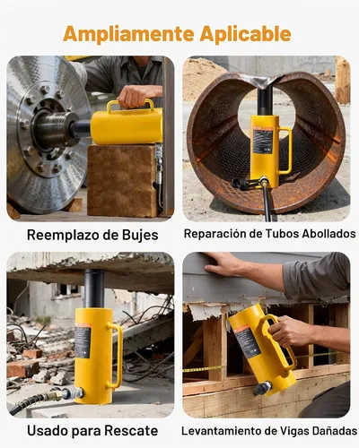 Vista 8 de Mophorn Gato Hidráulico de 20T 4" de Círculo Hueco de Acción Simple Cilindro Hidráulico de Ram 100mm Cilindros Hidráulicos de Elevación