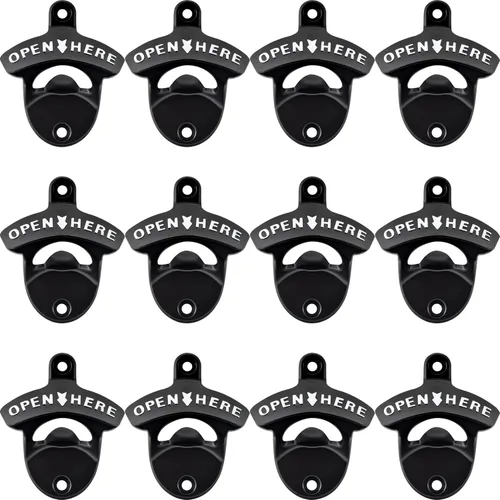 Vista 23 de Abrebotellas de cerveza rústico montado en la pared con tornillos Latón retro, ABIERTO AQUÍ, MONTABLE PARA HOMBRE CUEVA, BAR, PORCHA