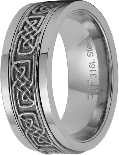 Vista 3 de Fantasy Forge Jewelry Anillo giratorio de nudo nórdico vikingo para hombre y mujer, de acero inoxidable plateado, celta, antiansiedad, tallas 3-17