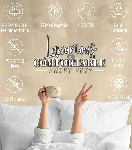Vista 6 de Elegant Comfort Juego de sábanas de 4 piezas estampadas navideñas, 1500 hilos, material transpirable y súper suave, resistente a las arrugas