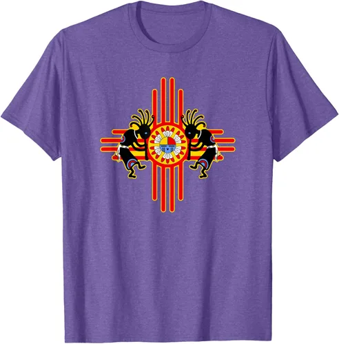 Vista 6 de Native American Kokopelli Kachina Zia Symbol 2 - Camiseta divertida para fanáticos, Negro