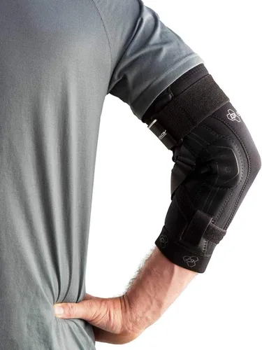 Vista 3 de DonJoy Performance Bionic Codera II – Pequeña – Soporte máximo con bisagras para hiperextensión de codo, UCL, lesiones de ligamento Tommy John, codo