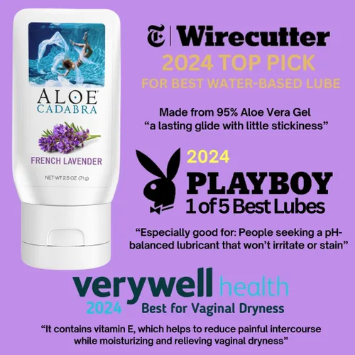 Vista 2 de Aloe Cadabra Lubricante personal con sabor e hidratante vaginal, lubricante orgánico de aloe comestible para hombres, mujeres y parejas, no mancha