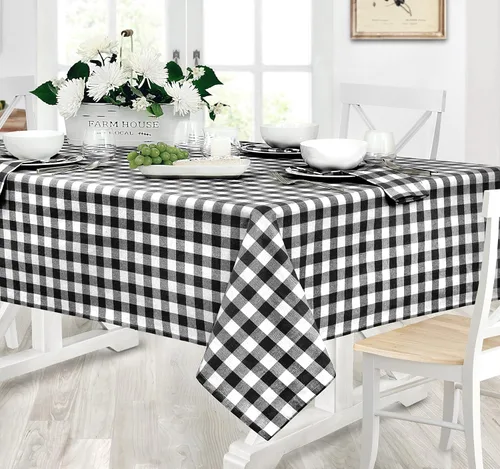 Vista 5 de Home Bargains Plus Country Rustic Buffalo - Juego de 4 manteles individuales de algodón a cuadros, color negro, a cuadros, de fácil cuidado