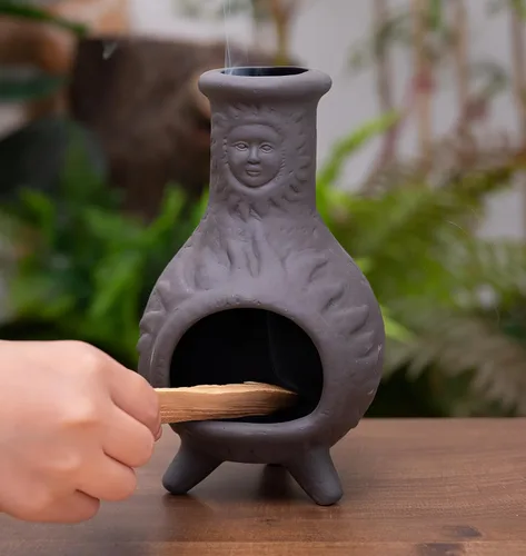 Vista 2 de MOUGIGI Soporte de Palo Santo Hecho a Mano y Quemador de Conos de Incienso - Elegante Accesorio para Limpias de Salvia con Capacidad para Rituales