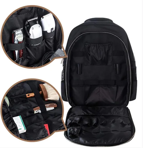Vista 8 de Organizador de bolsas de peluquería para recortadoras y suministros, bolsas portátiles y estuches para hombres, mochila de peluquería