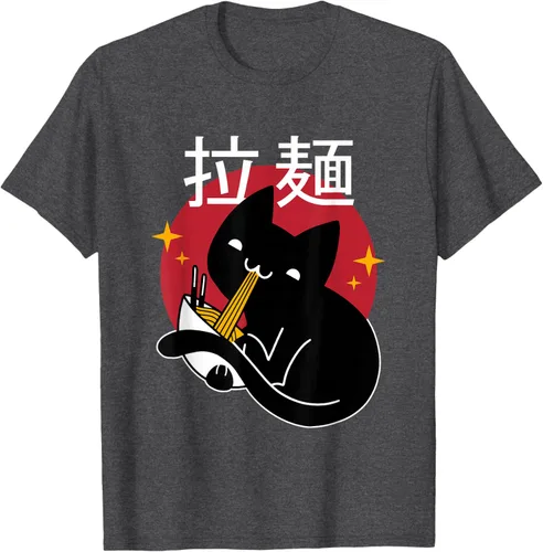 Vista 27 de Camiseta japonesa Ramen Noodle Cat, Negro