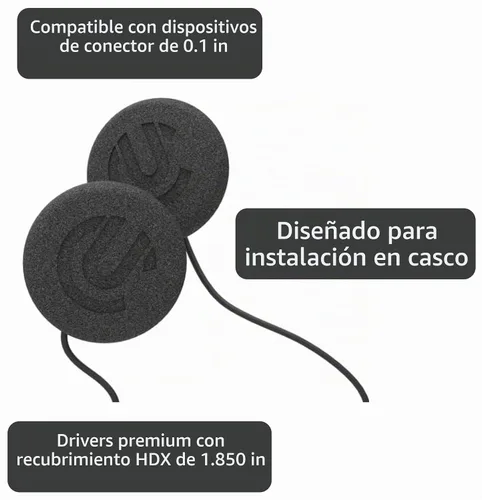 Vista 3 de UClear Digital HDX - Juego de altavoces para casco de 1.850 in de diámetro, conector de 0.138 in