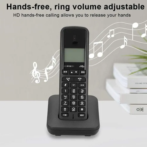 Vista 5 de Intercomunicador telefónico inalámbrico digital con llamadas manos libres, 100-240V (negro)