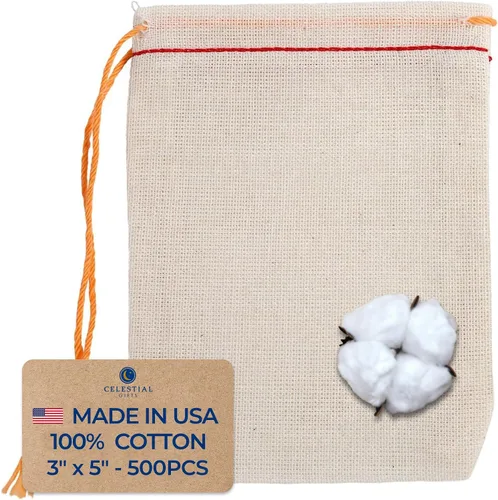 Vista 15 de Celestial Gifts Pequeñas bolsas de muselina de algodón con cordón, 100 2.75 x 3.75 pulgadas (paquete de 100) - Cordón naranja