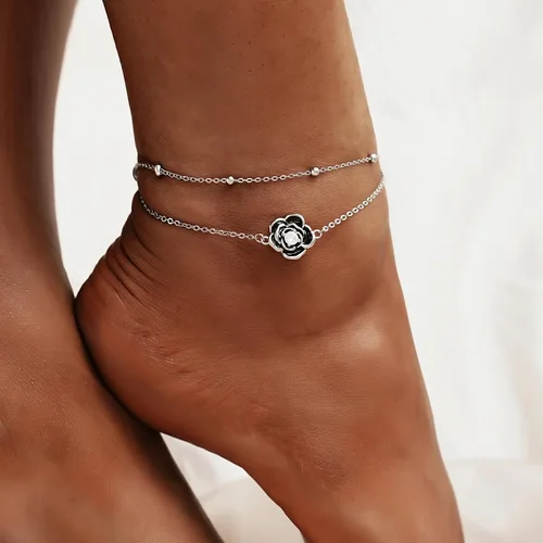 Vista 99 de CHIC & ARTSY Tobilleras delicadas de plata de ley S925 para verano, pulsera de tobillo ajustable multicapa para playa, joyería de pie para mujer