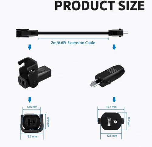 Vista 5 de Extensión de 6.6 pies de 2 pines para sofá reclinable de salida de CC Cable de alimentación para Hmleaf OKIN LA-z-boy silla elevadora reclinable