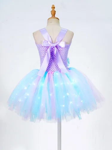 Vista 4 de easyforever Vestido tutú de ballet para niñas con luz LED de color, disfraz de princesa, carnaval, Halloween, fiesta de cumpleaños