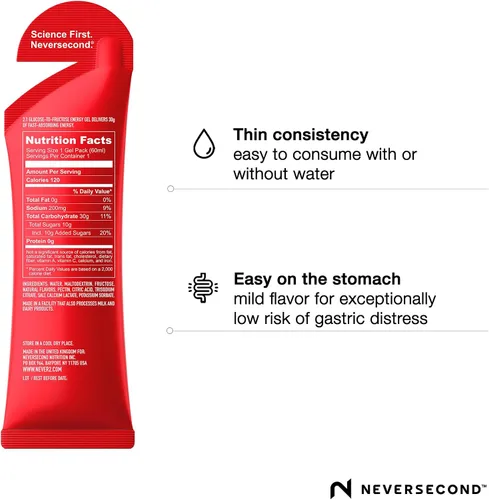 Vista 3 de Neversecond Gel energético C30, nutrición e hidratación de rendimiento, gel energético Never2 para ultra triatlones, ciclismo y maratones