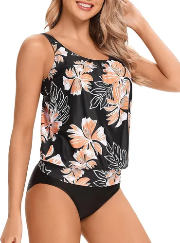 Vista 2 de BIKINX - Trajes de baño tankini de 2 piezas para mujeres, talla extragrande, con control de abdomen