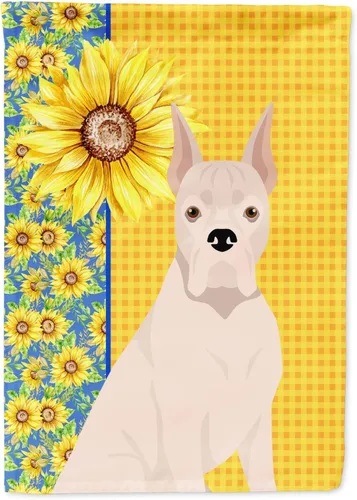 Vista 368 de Caroline's Treasures WDK5313GF Bandera de jardín con diseño de girasoles de verano, color negro y tostado, Airedale Terrier para buzón, bandera