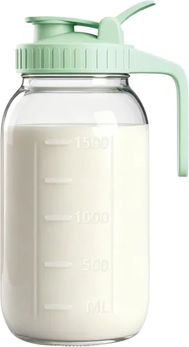 Vista 12 de Jarra Mason Jar de 64 onzas – Jarra de vidrio hermética y a prueba de fugas con tapa, perfecta para té helado, té solar, cerveza fría, leche