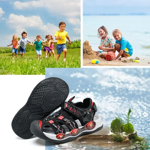 Vista 6 de JMFCHI FASHION Sandalias deportivas para niños, sandalias para exteriores, senderismo, atléticas, puntera cerrada, sandalias de playa para niñas