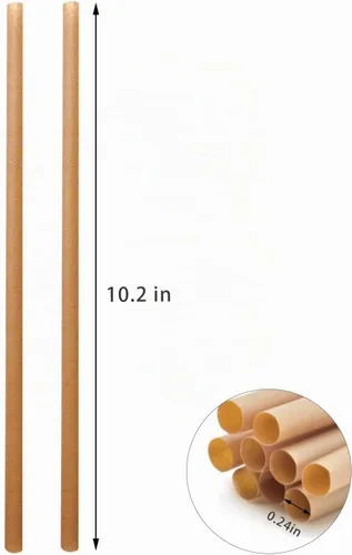 Vista 2 de Pajitas biodegradables de caña de azúcar, pajitas compostables de 10.2 pulgadas de largo, alternativa sin plástico a granel para bebidas frías