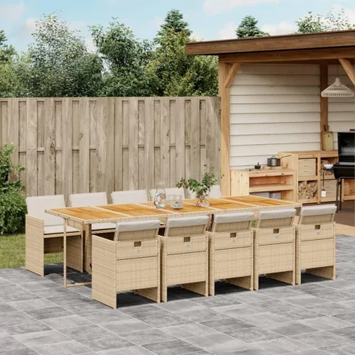 Vista 21 de Juego de comedor de patio de 5 piezas, muebles de exterior sintético de ratán beige, mesa rectangular con 4 sillas, resistente a la intemperie