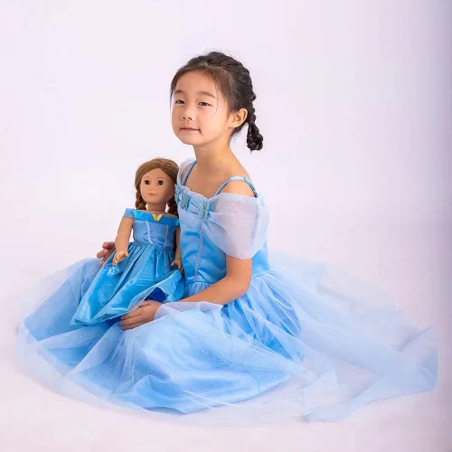 Vista 3 de Mikyra Vestido de princesa Cenicienta con vestido de muñeca a juego de 18 pulgadas