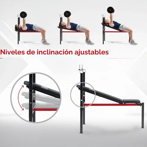 Vista 3 de Sunny Health & Fitness Weight Bench & Squat Rack for Strength Training