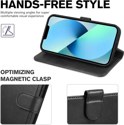 Vista 5 de TUCCH Funda Tipo Billetera para iPhone 13 (6.1") 2021, con Bloqueo RFID, con Soporte para 3 Tarjetas, de Piel Sintética, Tipo Folio
