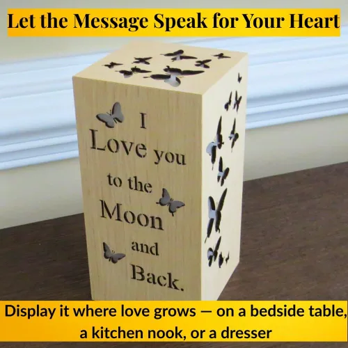 Vista 2 de Regalos de luna para mujeres, regalos "I Love You More ", We Love You to The Moon and Back, decoración de mariposas, citas inspiradoras