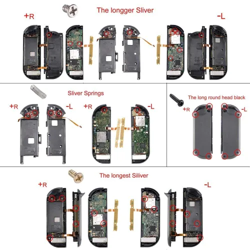 Vista 6 de eXtremeRate Blue Replacement ABXY Direction Keys SR SL L R ZR ZL Trigger Buttons Springs, Full Set Buttons Repair Kits with Tools for Nintendo