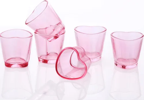 Vista 8 de Juego de vasos de chupito con forma de corazón, lindo vaso de chupito rosa para accesorios de carrito de bar, 1.5 onzas (6, azul)