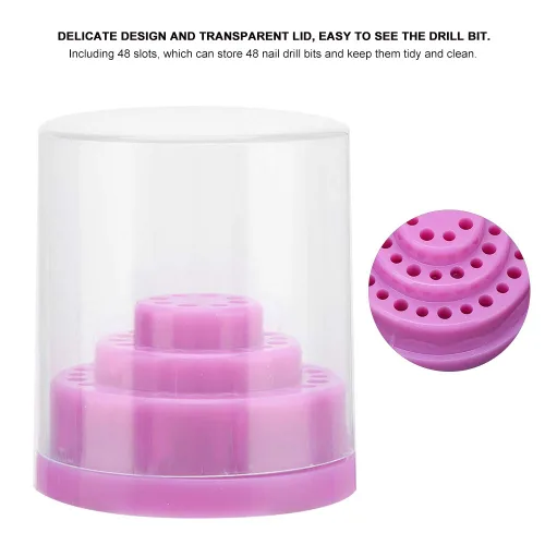 Vista 4 de Estuche organizador de 48 ranuras para brocas de uñas, soporte organizador de herramientas de manicura, soporte de exhibición para impresora