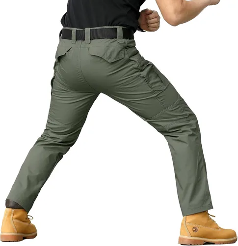 Vista 4 de CARWORNIC Pantalones tácticos ligeros para hombre, pantalones cargo militares, resistentes al agua, para senderismo, trabajo