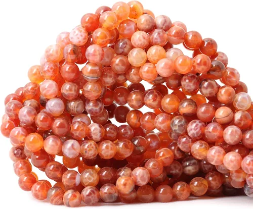 Vista 64 de Cuentas redondas sueltas de ágata estilo antiguo vena de dragón de 6mm, cuentas para diseño de joyas, 60 cuentas Ágata de vena de dragón