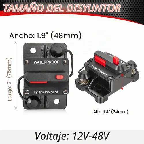 Vista 8 de RED WOLF - Disyuntor de circuito impermeable de 100 amperios para motor de arrastre de barco, vehículo marino, ATV, sistema de batería electrónica