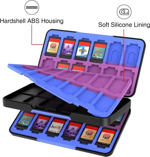 Vista 4 de Funda para tarjetas de juego Switch para Nintendo Switch/Switch OLED/Switch Lite, soporte para tarjetas de juegos con forro de color degradado