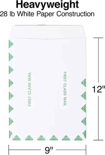 Vista 3 de Staples First Class EasyClose - Sobres para catálogo, 9 pulgadas de largo x 12 pulgadas de alto, blanco y verde, 200/caja (ST50191-CCVS)