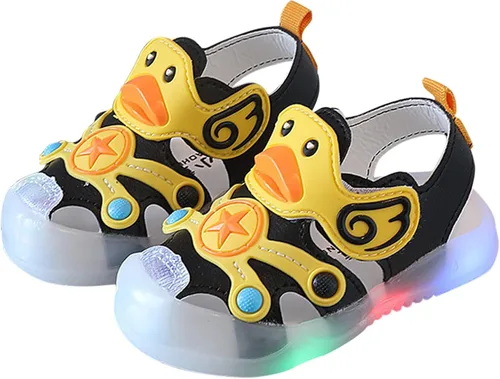 Vista 3 de Zapatos de bebé para niños pequeños, zapatos con luz LED, sandalias para niños, suela suave, zapatos de playa, sandalias casuales de dibujos