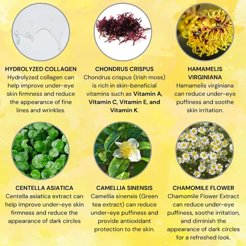 Vista 2 de Parches de colágeno para debajo de los ojos, tratamiento antienvejecimiento, círculos oscuros e hinchados para los ojos, hidrata y reafirma la piel