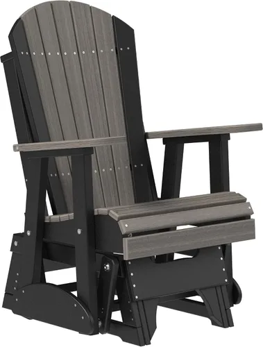 Vista 25 de LuxCraft Silla mecedora Adirondack de 2 pies, mecedora para patio al aire libre, balancín deslizante para exteriores (caoba antigua)